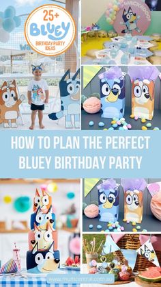 the birthday party is ready to be filled with blue and white decorations, including an angry bird