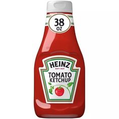 a bottle of heinz tomato ketchup on a white background