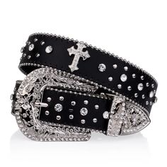 FREE SHIPPING ON ALL ORDERS OVER $50 | 100% SATISFACTION GUARANTEED Click "ADD TO CART" To Get Yours Now | Up To 60% OFF✨ Elevate your style with the Black Cross Rivet Belt Engraved Buckle Rhinestone Décor Belt. This belt features an engraved buckle and dazzling rhinestone décor, making it the perfect accessory for hip hop, punk, and Western cowboy or cowgirl fashion. Ideal for pairing with jeans or any casual attire, the Black Cross Rivet Belt is a must-have for those who want to stand out with a unique and edgy look. Features: 📌 Distinctive Engraved buckle design 📌 Adorned with sparkling rhinestones 📌 Crafted from durable and flexible PU leather 📌 100% Customer Satisfaction Guaranteed Package Includes:1 *Black Cross Rivet Belt Engraved Buckle Rhinestone Décor Belt *Please allow 10-21 Bb Belt Cross, Black Rhinestone Belt, Rhinestone Belt Outfit, Gothic Belts, Rhinestone Things, Bb Belts, Belts Aesthetic, Gothic Belt, Bb Belt