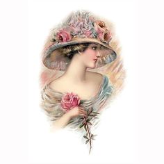 a woman wearing a hat with flowers on it