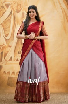 Red Dhavani, South Indian Photoshoot, Blue Prom Suits For Guys, South Indian Dress, Sarees Modern, Suits For Guys, Half Sari