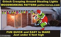 the grinch creeping around stealing lights woodworking pattern patterns, fun quick and easy to make just under 6 feet high