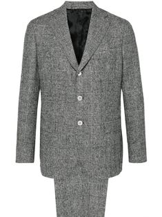 black/white alpaca wool-blend felted finish Blazer front button fastening notched lapels chest welt pocket long sleeves buttoned cuffs two front flap pockets English rear vents partial lining straight hem Trousers button fly fastening belt loops pleat detailing two side slit pockets two rear welt pockets tapered leg turn-up hem Checkered Suit, White Alpaca, Tuxedo Suit, Balenciaga Triple S, Dress Watch, Custom Watch, Short Suit, Sweaters Knitwear, Alpaca Wool