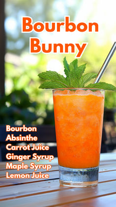 Bourbon Bunny Bourbon Drinks Recipes, Maple Cocktail, Absinthe Cocktail, Bourbon Drinks, Watermelon Margarita, Ginger Syrup, Yummy Alcoholic Drinks