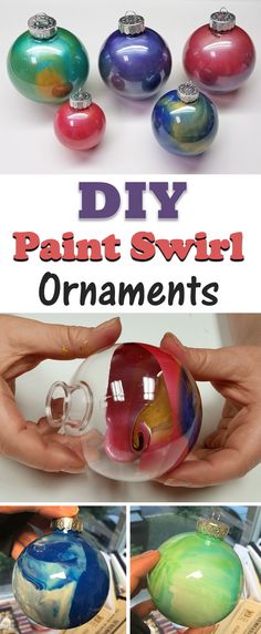 diy paint swirl ornaments with instructions to make them look like they have been painted