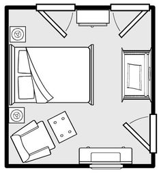 a floor plan for a small bedroom