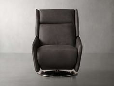 the reclining chair is shown in grey leather