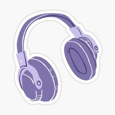 purple headphones sticker on a white backgrounnd background with space for text