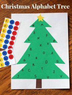 the christmas alphabet tree is cut out and ready to be colored