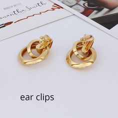 Fashion Earrings-Trendy ZA Gold Statement Clip Earrings No Pierced for Women Fashion Maxi Ear Clips For Female Party Gifts Brincos JewelryModel Number:32994268308 Knot Button, Ring Clip, Turquoise Hoops, Rose Gold And Silver, Ear Clips, Button Style, Gold Clips, Knot Earrings, Double Ring