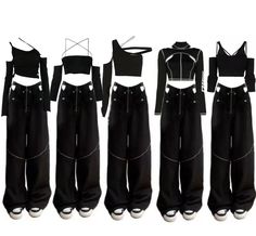 All Black Outfit Dance, Kpop Dancers Outfit, K Pop Dance Outfits, Dance Outfits Kpop Stage, Backup Dancers Outfits Kpop, Black And White Dance Outfit, Kpop Outfits Ideas 5 Members, All Black Dance Outfit, Kpop Dance Practice Outfits Ideas