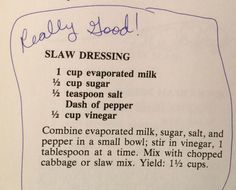 a recipe for slaw dressing with instructions