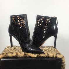 These Bad A$$ Boots Will Make A Statement In The City Or In The Clubs. They Are Leather Uppers With A Sexy Zipper In The Back. Approx. 4 Inch Heels. Nwot Edgy Party Heels With Zipper Closure, High Ankle Heels With Zipper Closure For Night Out, Evening High Ankle Heels With Zipper Closure, Edgy High Ankle Heels For Night Out, Pointed Toe Heels With Zipper Closure For Night Out, Ankle Boot Heels With Zipper Closure For Night Out, Closed-toe Boots With 4-inch Heel For Night Out, Edgy Party Boots With 4-inch Heel, Edgy Open Toe Boots For Night Out