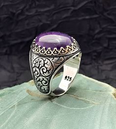 Handmade Silver Mens Ring With Natural Amethyst Stone, Turkish Handmade Silver Mens Ring With Amethyst Stone, Vintage Style Silver Mens Ring With Amethyst Stone, 925k Sterling Silver 925 Solid Sterling Silver Handmade Weight: 19 Gr Stone Size:15x20 mm All our rings are hand crafted and 925 stamped on the inside Please contact to me for your any question. Thank you for looking. Production time is 1-2 business day We send our products with Free Shipping. Delivery time for Europe is 2-4 days. Deliv Amethyst Gemstone Signet Ring As Gift, Amethyst Gemstone Signet Ring For Gifts, Amethyst Signet Ring With Polished Finish As Gift, Silver Amethyst Signet Ring, Purple Gemstone Signet Ring Gift, Silver Amethyst Signet Ring Gift, Engraved Purple Amethyst Ring Gift, Silver Mens Ring, Mens Silver Rings