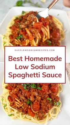 Low Iodine Pasta Sauce, Low Sodium Homemade Spaghetti Sauce, Spaghetti Sauce Healthy, Low Sodium Non Dairy Recipes, Low Salt Spaghetti Sauce Recipe, Salt Free Spaghetti Sauce, Heart Healthy Spaghetti Recipes, Best Low Sodium Recipes, Low Fodmap Spaghetti Sauce