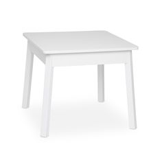 a small white table with one leg up and the other side down, on a white background