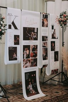 the wedding banners are hanging on the wall