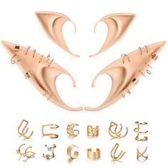 PRICES MAY VARY. 2 Pairs Elf Ear and Gold Chain Earrings Set: 2 different pairs elf ear, including 1 pair of short and 1 pair of long soft silicone brown elf ear, 24pc earrings, fit for most girls ear. You can dress up like a fairy, monster, vampire, elf, anime characters in cosplay, Halloween, masquerade, anime, costume and dress up party. Material: Elf ear made of silicone, that are soft and comfortable material, can fold and knead, will not be deformed. It can be repeats to use. The chain ear Masquerade Anime, Ears With Earrings, Fairy Monster, Browns Elf, Pixie Ears, Elf Earrings, Elf Cosplay, Elf Ear Cuff, Fairy Ears