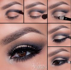 Smokey eye Navy Eye Makeup, Prom Makeup Tutorial, Eye Makeup Designs, Eye Makeup Tips, Natural Eyes, Eye Shape, Makeup Designs