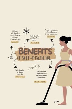 the benefits of self - disorganized cleaning infographical poster with woman in white dress