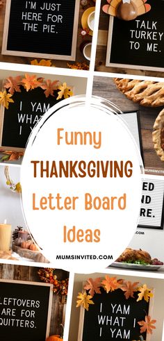 thanksgiving letter board ideas with pumpkins, leaves and other things to write on them