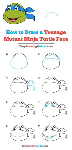 how to draw a teenage mutant ninja turtle face with easy step - by - step instructions