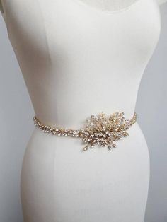 Floating crystal Swarovski belt Fitted bridal belt Swarovski Bridal Belts, Wedding Belt, Crystal Belt, Wedding Sash Belt, Wedding Belts, Bridal Belt, Rhinestone Bridal, Crystal Design, Gold Finish