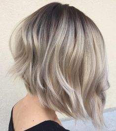 Inverted Bob Cut with Layers Inverted Bob Cuts, Bob Balayage, Ash Blonde Bob, Asymmetrical Bob Short, A Line Haircut, Kort Bob, Line Bob Haircut, A Line Bobs, Balayage Bob