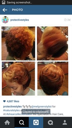 Brown To Ginger Ombre, Fall Color Hair Ideas For Black Women, Brown To Ginger, Hair Color For Black Women, Ombre Short Hair, Ginger Ombre, Natural Hair Blowout, Hair Blowout