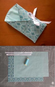 an origami envelope is folded and tied up