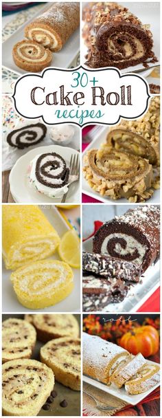 the cover of 30 cake roll recipes with pictures of different types of cakes and pastries