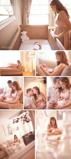 a collage of photos shows a woman holding a baby