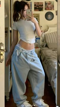 #outfits #inspiration #tiktok #style Y2k Outfits With Sweatpants, Y2k Outfits Tiktok, Soupytime Tiktok Outfits, Non-stretch Y2k Style Streetwear Pants, Tiktok Alt Outfits, Outfit Inspired, Tiktok Style, Locker Room