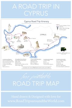 a road trip in cyprus with the map and directions for each country's roads