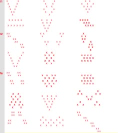 the numbers are arranged in rows and dots