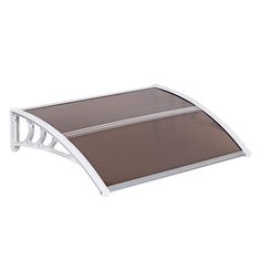 a white and brown awning on top of a table