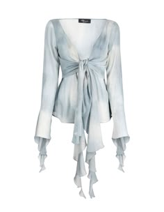 Draped Sleeves, Drape Sleeves, Designer Blouses, The Cloud, Blue Silk, Dream Clothes, Powder Blue, Silk Blouse, Abstract Pattern