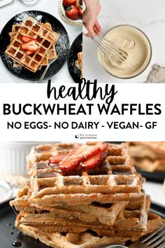 healthy buckwheat waffles no eggs, no dairy vegan gf