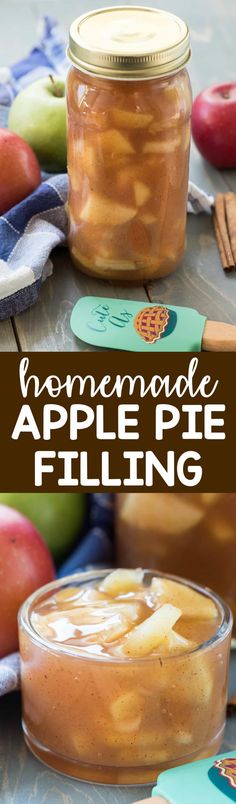 homemade apple pie filling in a glass jar