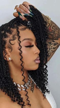 Nigerian Braids Hairstyles, Curled Hair With Braid, Bob Braids, Cute Box Braids Hairstyles, Short Braids