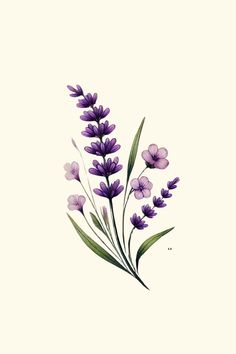 an illustration of purple flowers on a white background