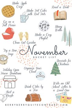 November Bucket List - Berry Berry Quite Contrary November Bucket List, December Bucket List, Fall Picnic, Berry Berry, Love Wellness, Hot Cider, Christmas Organization, Christmas Puzzle, Cottage Core Aesthetic