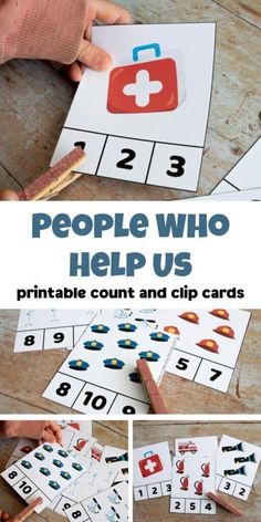 people who help us printable count and clip cards for kids to practice counting numbers