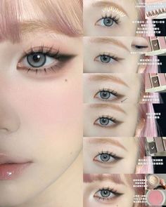 Douyin Makeup On Hooded Eyes, Douyin Dolly Makeup, Douyin Makeup Step By Step, Chinese Makeup Tutorial Step By Step, Makeup Ideas Tutorial Step By Step, Douyin Makeup White Person, Doujin Makeup Trend Tutorial, Dolly Makeup Tutorial, Douyin Makeup Tutorial Step By Step Eyes