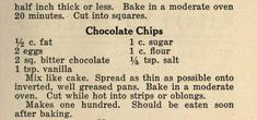 an old recipe for chocolate chips