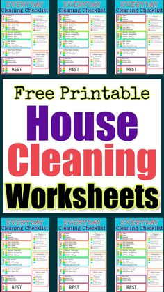 house cleaning worksheets with the words free printable and instructions to use them