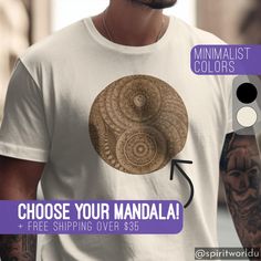 Embrace the perfect blend of comfort and artistic expression with our uniquely designed T-Shirt. Featuring an intricately detailed mandala design, this shirt effortlessly combines style and spirituality. The neutral cream color makes it versatile for any occasion, while the soft cotton fabric ensures all-day comfort. Ideal for casual outings or as a thoughtful gift for those who appreciate the finer details in life. Production time: 1-3 days US Shipping: estimated 2-3 days (can take up to 5-7 da Yinyang Mandala, Detailed Mandala, Hippy Gifts, Boho Shirt, Boho Shirts, Gildan Sweatshirts, Artistic Expression, Toddler Tees, Mandala Design