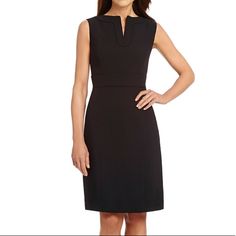 From Preston & York, This Dress Features: Crepe Split Neckline Sleeveless Silhouette Back Zipper Polyester Sleeveless Office Dress With Flattering Silhouette, York Dress, Crepe Dress, Preston, Colorful Dresses, Split, Midi Dress, Size 6, Womens Dresses