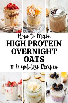 11 High Protein Overnight Oats Recipes (+More Flavors) High Protein Overnight Oats Low Carb, Overnight Oats Without Yogurt, Overnight Oats High Protein, Oats With Protein Powder, Overnight Oats With Protein Powder, High Protein Low Calorie Meals, Overnight Oats With Protein, Overnight Oats With Chia Seeds, Oats With Chia Seeds