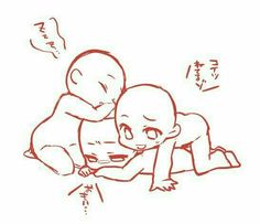 a drawing of two babies playing with each other